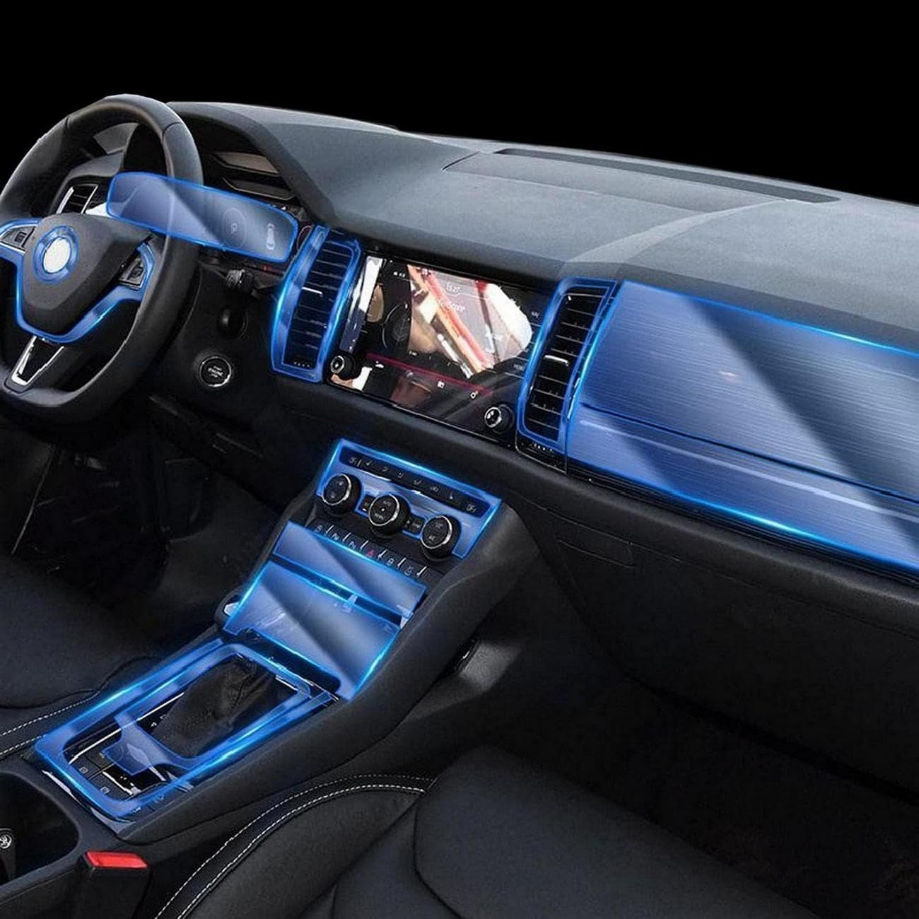 Película protectora de TPU para consola central Skoda Kodiaq GT 2017-2020 transparente RHD