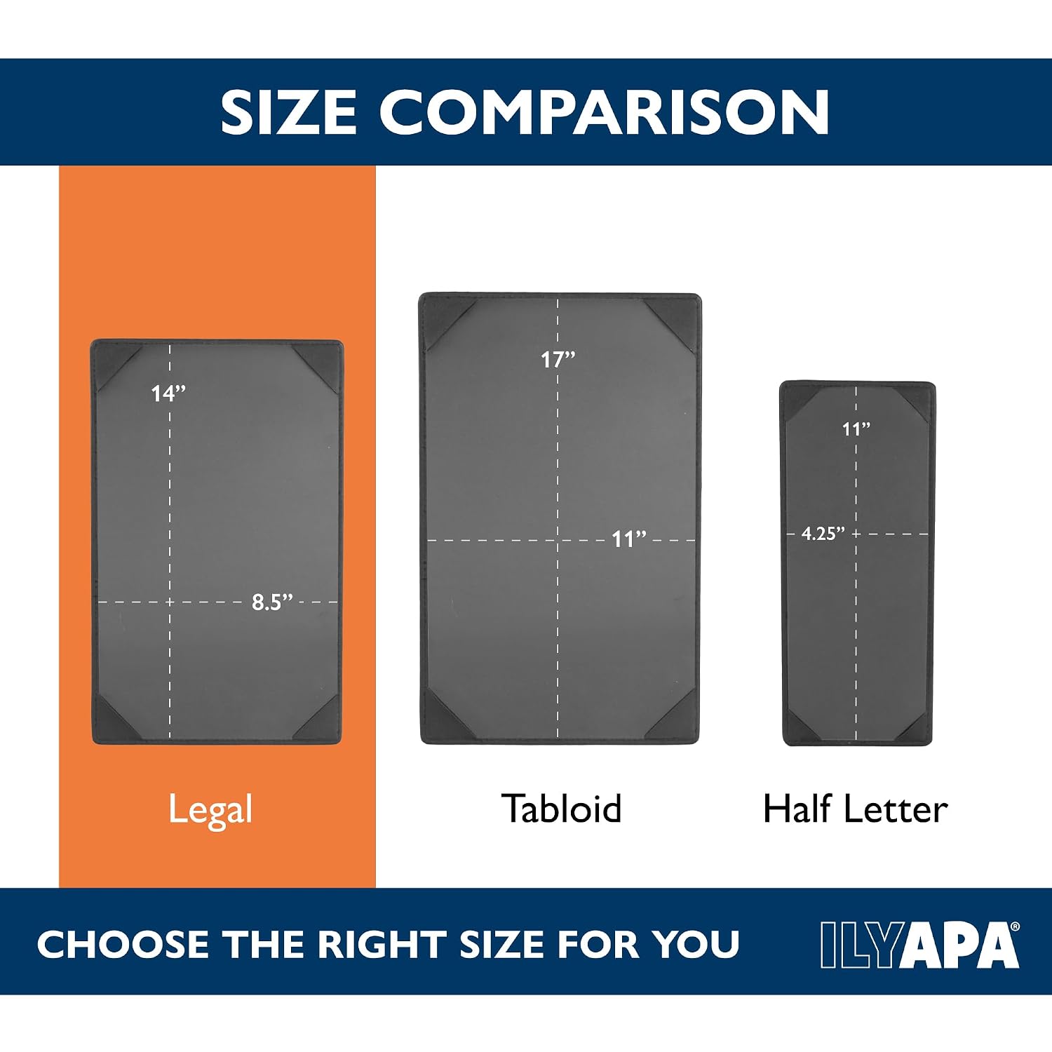 Ilyapa 10 Pack Restaurant Menu Covers 8.5 x 14 - Vinyl Leather Menu Holder, Single Sided Book with Corner Sleeves for Display of Wedding Menus, Weekly Kitchen Specials & Bar Drinks for Table Top