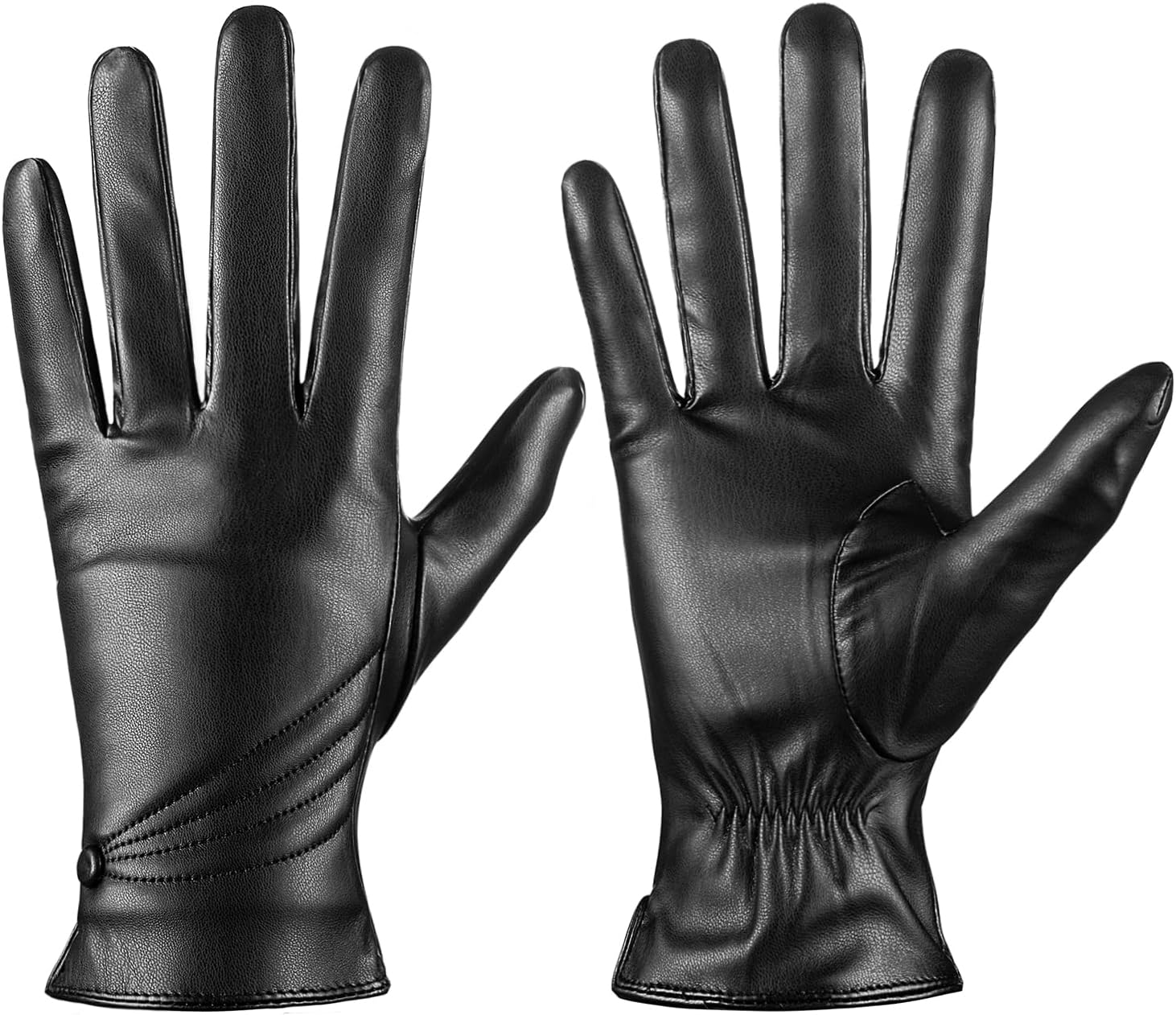 Winter Leather Gloves for Women, Warm Touchscreen Driving Texting Cashmere Lined Gloves…