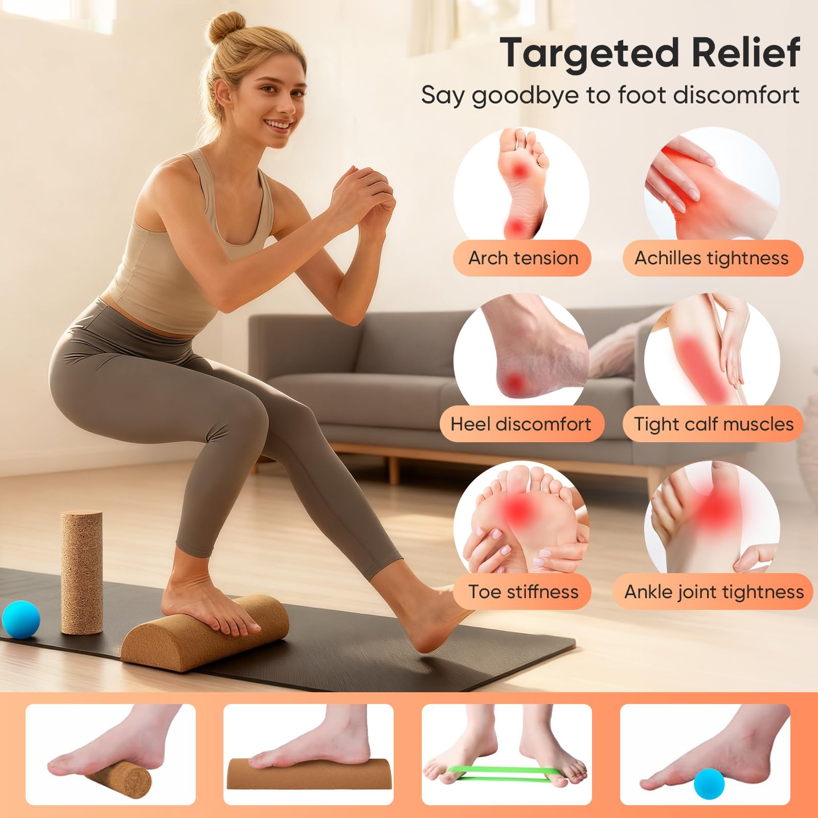 Tabla de Equilibrio Corcho, Corcho Pie Tabla de Equilibrio Set, Foot Balance Board, Tobillos Entrenador Cork, Entrenador Pies para Fortalecimiento para Casa, Oficina, Fisioterapia