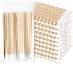 Hastes de Algodão para Microblading e Beleza, Ponta Pontiaguda, Macias para Pele Sensível, Palitos de Madeira, Aplicador de Algodão para Maquiagem, Manicure, Pedicure e Cuidados Pessoais – 100/200/300/400 Unidades (100 unidades)