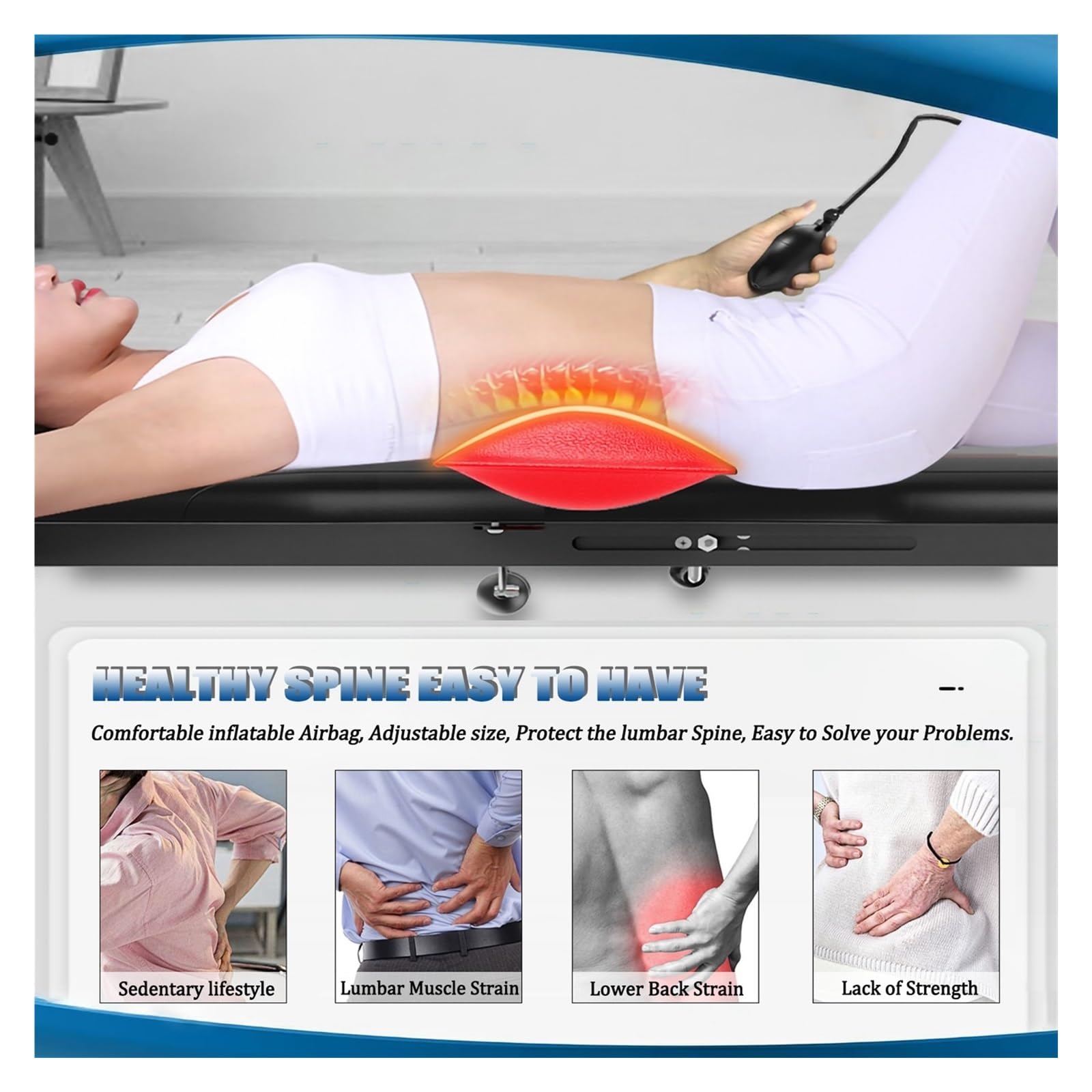 Banc D'étirement du Dos avec Traction Cervicale, Massage Cervical, Équipement de Gym À Domicile for Traction Lombaire Et de La Colonne Vertébrale, Étirements, Capacité de Charge Jusqu'à 330 LB