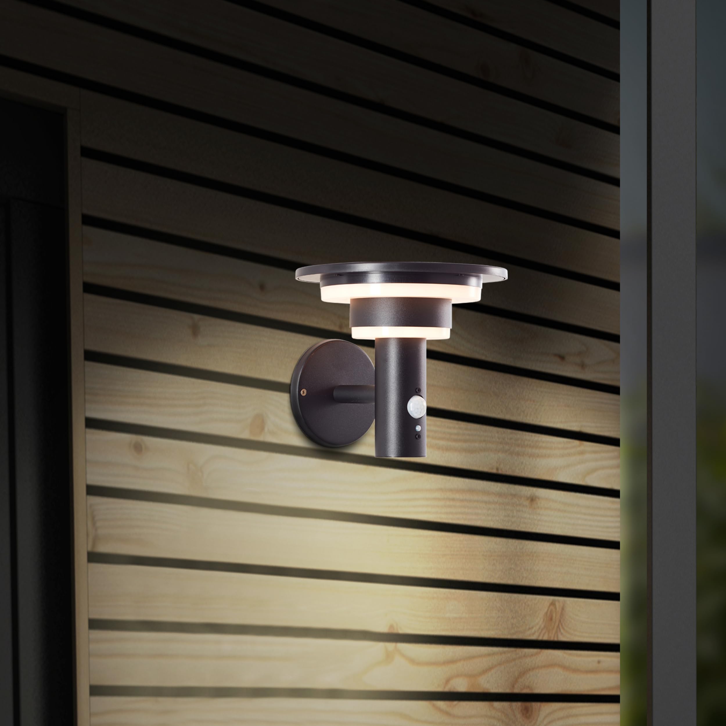 Lightbox LED Außen Wandlampe mit Solar & Bewegungsmelder - moderne Outdoor