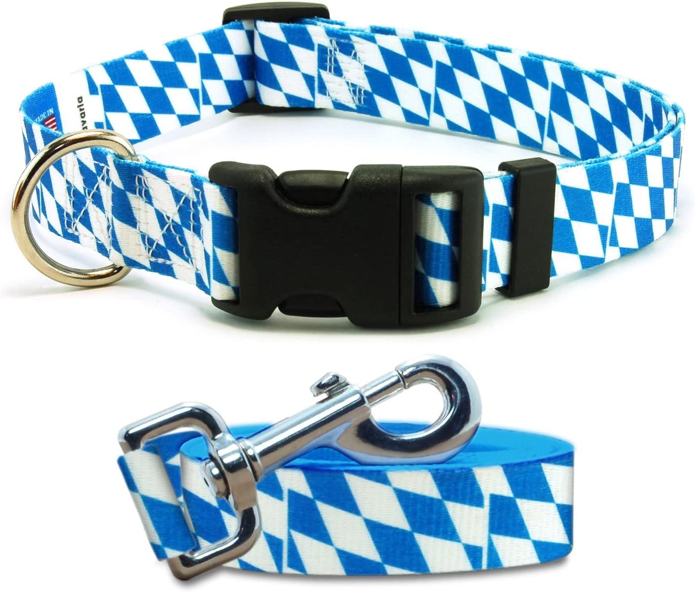 Dog Collar and Leash Set | Bavaria Flag | Great for National Holidays, Special Events, Festivals, Independence Days, Sporting Events | XSmall Small Medium Large XLarge