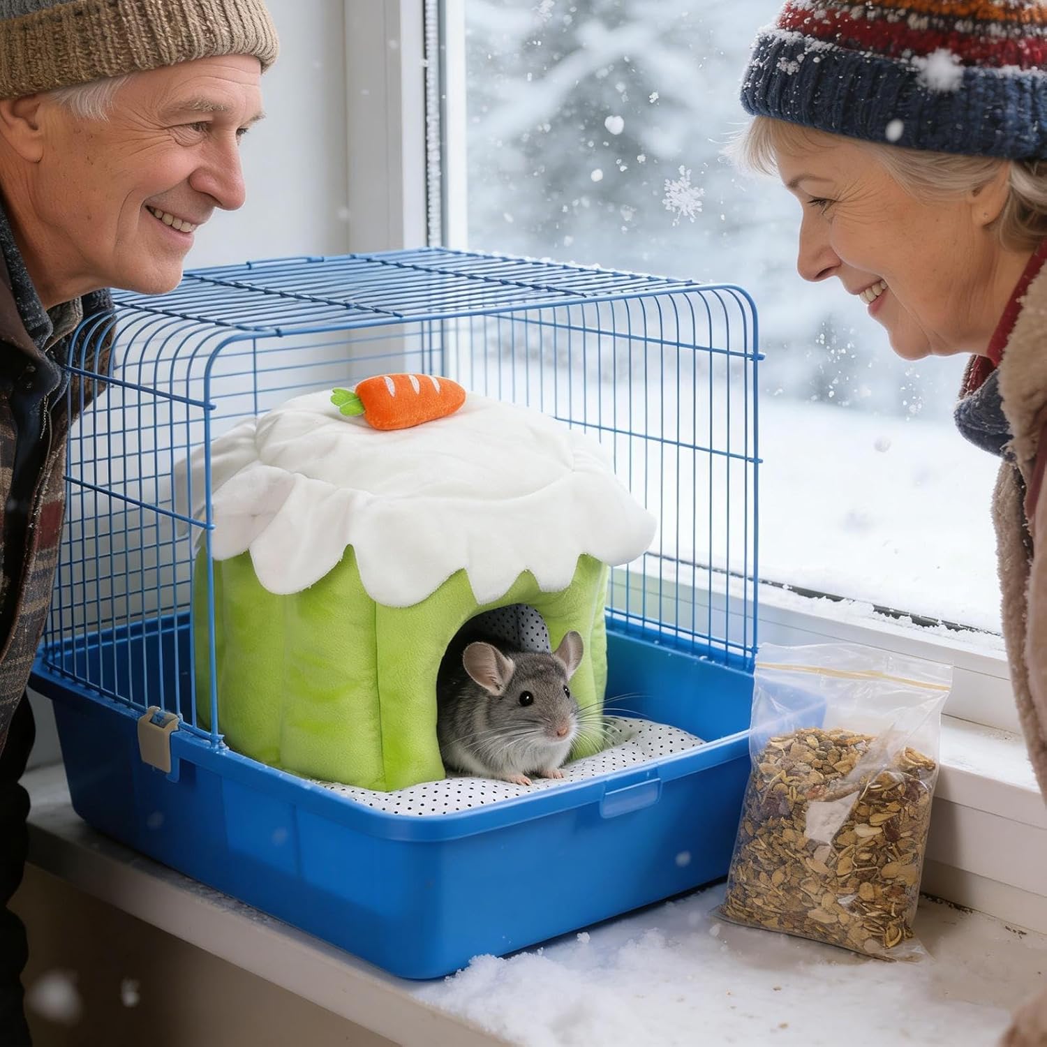 Small Animal Beds,Hangable Bottomless Nest Cake Shape - Chinchilla House - for Hamster Chinchilla Ferret Gerbil Sugar Glider Small Animal Winter Sleeping Playing Cage