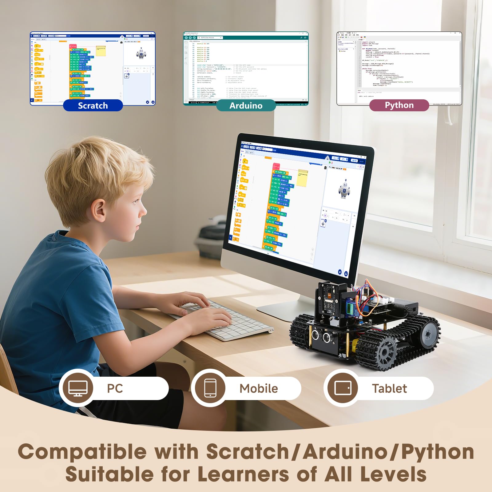ACEBOTT Kit di programmazione giocattolo STEM con fotocamera compatibile con Arduino e Scratch