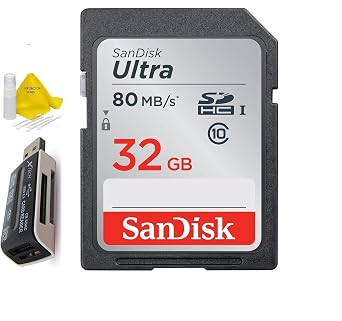 32GB Ultra Class 10 SDXC UHS-I SD Memory Card for Canon EOS Rebel T8i T7i T7 T6i T6S T6 T5i T5 T3i SL2 SL1 EOS 90D 80D 77D 70D 9000D 800D 760D 750D DSLR Cameras