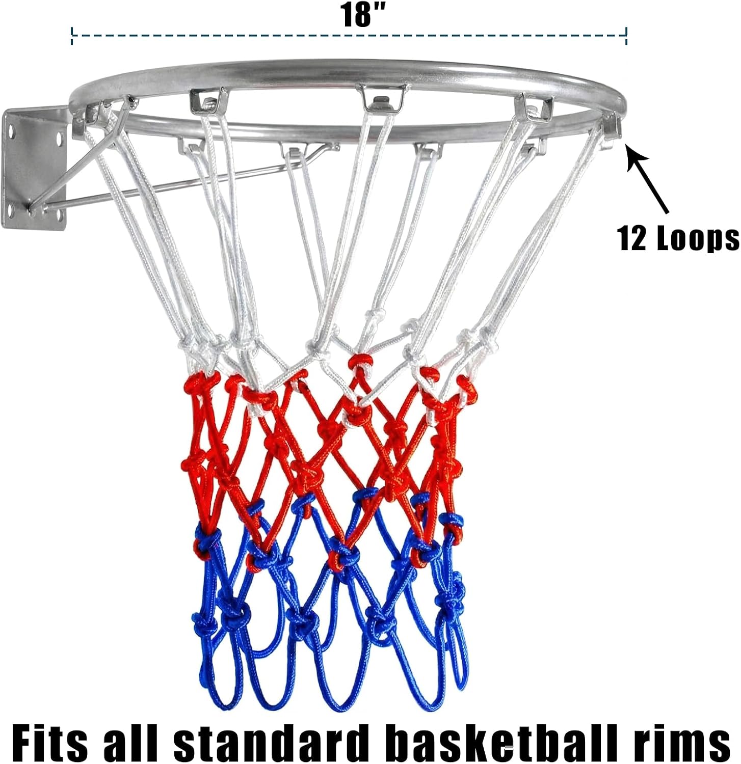 Luwint Basketball Net Replacement 12 Loops 2 Pack, Heavy Duty All Weather Anti Whip Outdoor Indoor Basketball Hoop Nets, Fits Standard 18“ Rim