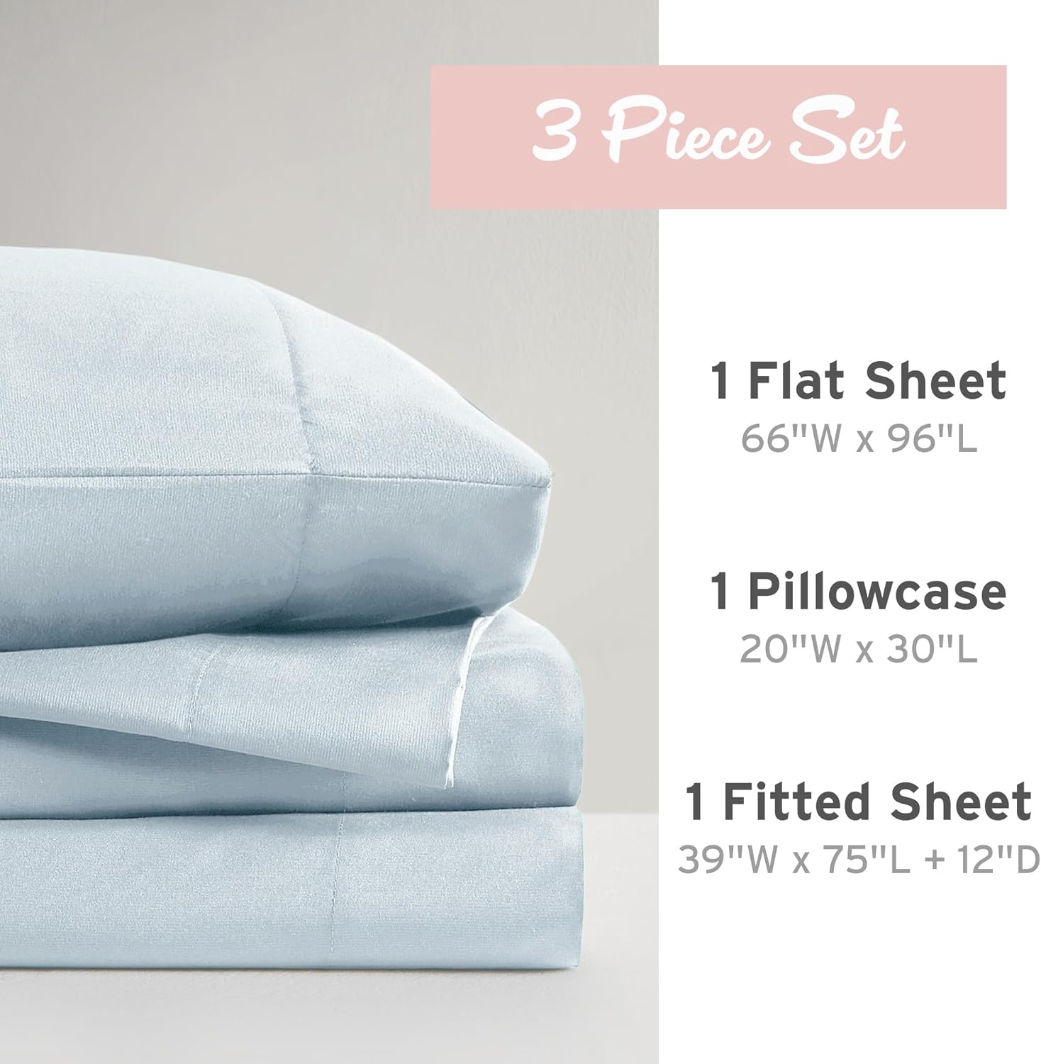 Intelligent Design Microfiber Sheets Soft Bed Sheets, Elastic Pocket Fits Up to 14" Mattress, Modern, All Season, Cozy Brushed Microfiber Twin Sheet Set, Pillow Case, Twin Blue 3 Piece