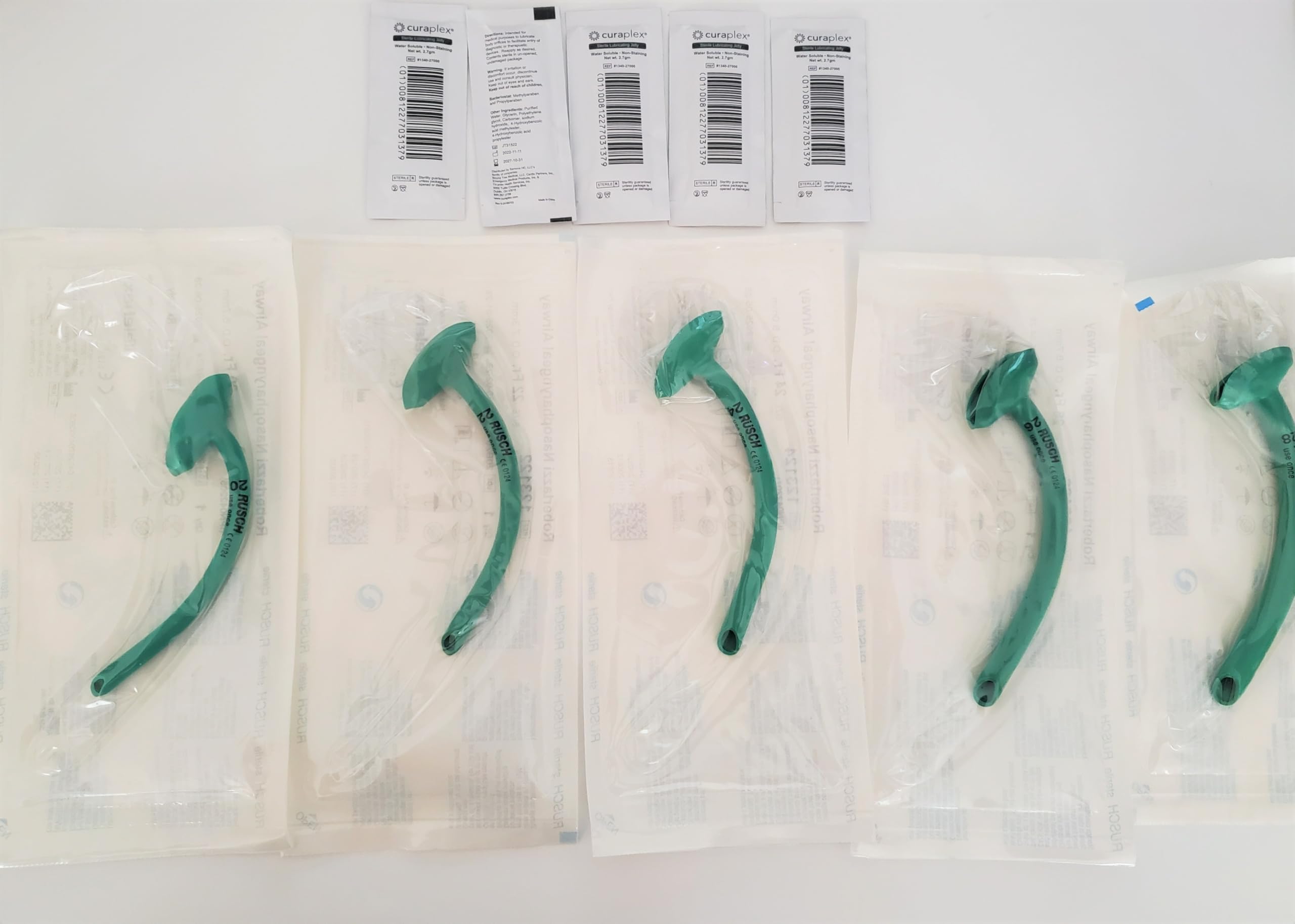 Rusch Robertazzi Nasopharyngeal Airway Kit 5 Sizes (20FR - 28FR) with Lubricating Jelly