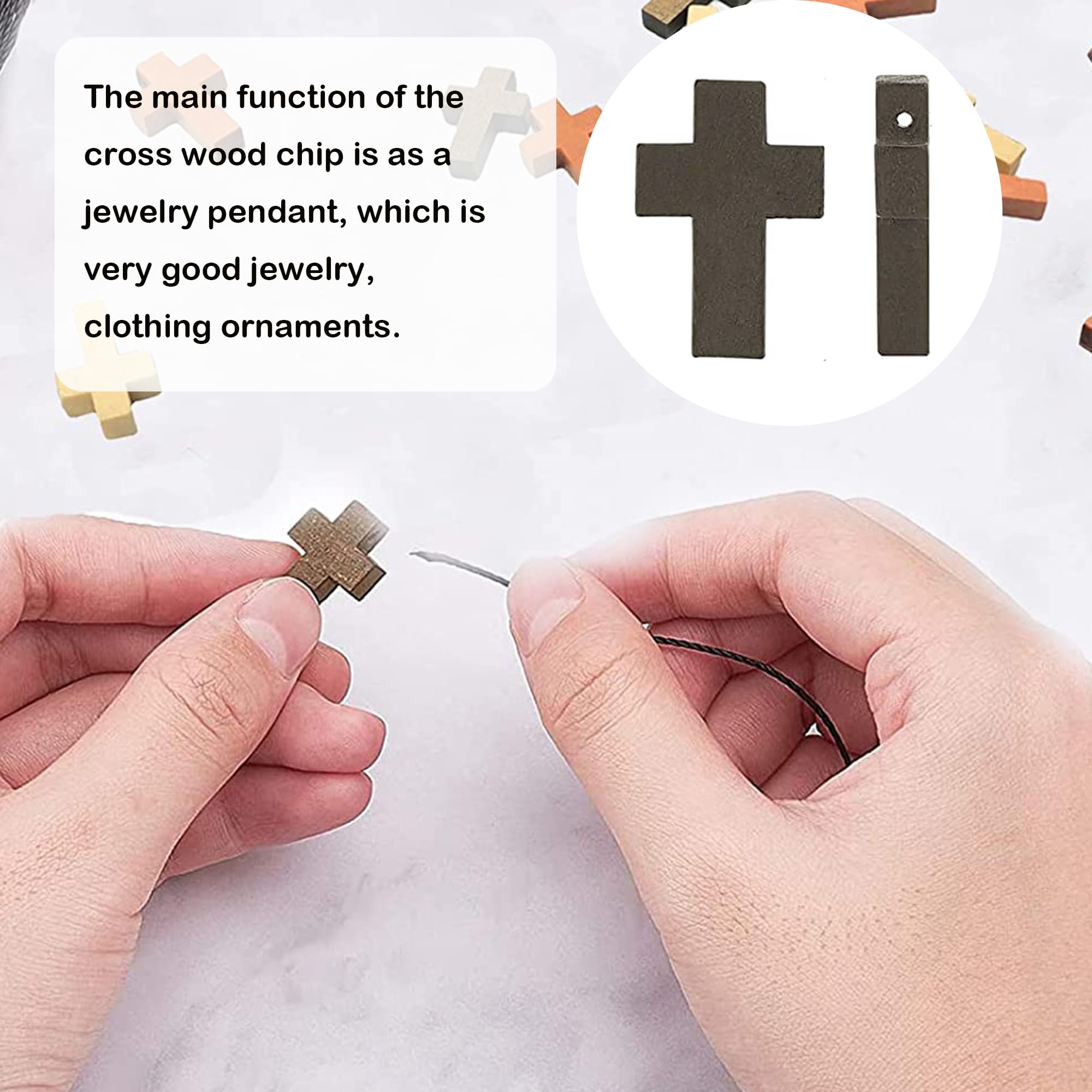 50 Stück Holzkreuze Natur - Kleine Kreuzanhänger Mit Loch Für DIY Schmuck