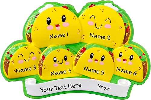 Miniatura 8 de Tacos - Adorno colgante para árbol de Navidad de la familia de 5 2023  Adorno decorativo personalizado de feliz Navidad de la familia de comida