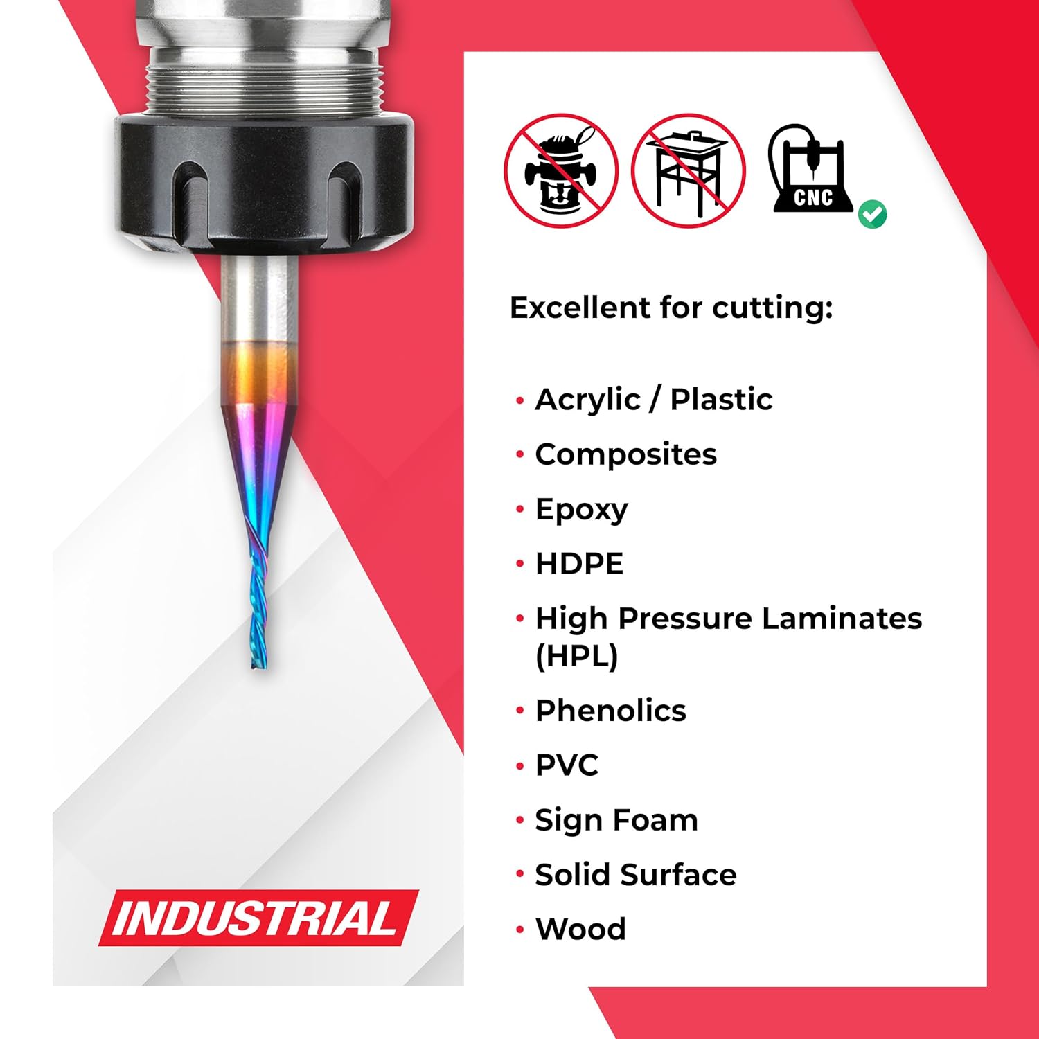 Amana Tool 46486-K CNC Spektra Extreme Tool Life Coated Spiral 2D/3D Carving 0.10 Deg Tapered Angle Flat Bottom x 1/16 D x 5/16 CH x 1/4 SHK x 2 Inch Long x 3 Flute SC Down-Cut Router Bit