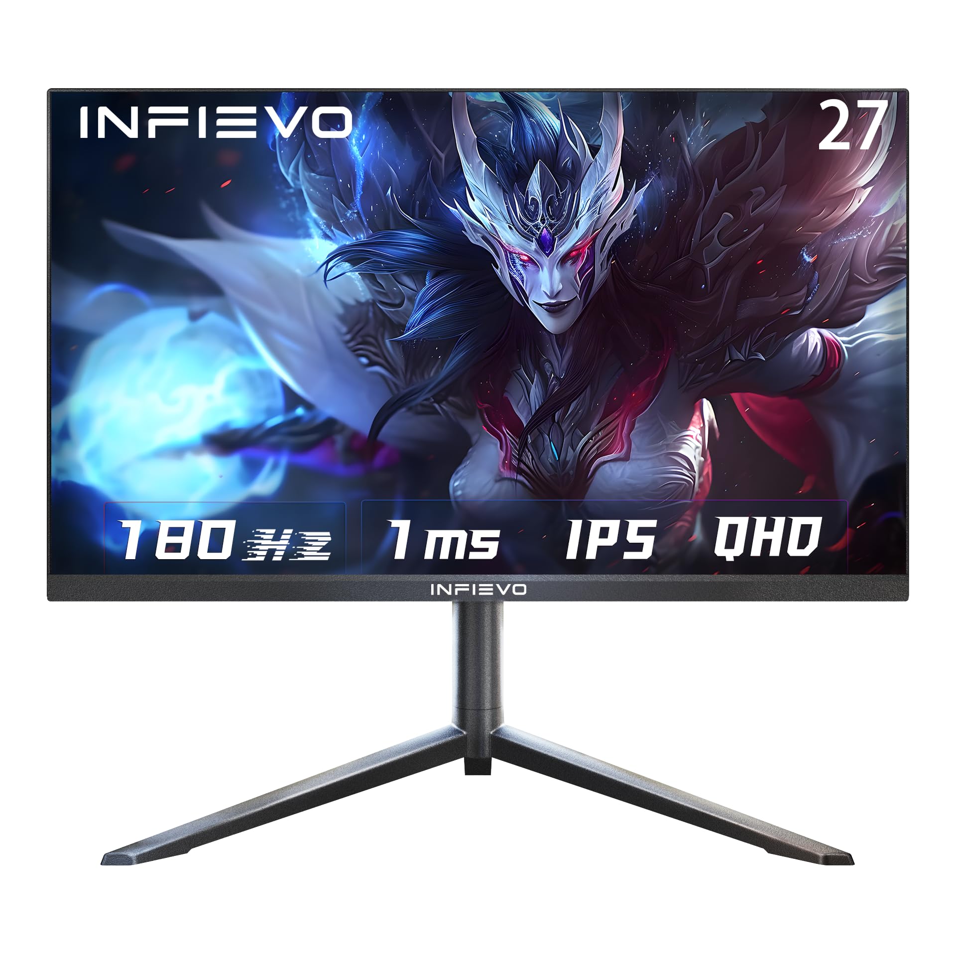 Gaming Monitor 27 Inch QHD 1440P Computer Monitor 180Hz IPS 1ms, FreeSync, Ultra-Thin PC Monitor, VESA Compatible, Liftable and Pivotable Stand, Eye Care, HDMI/DPX2