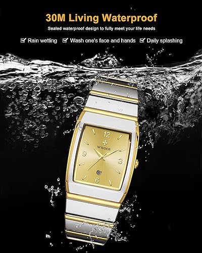 Miniatura 4 de WWOOR Relojes cuadrados para hombres y mujeres, reloj cuadrado de acero inoxidable para hombre con fecha, reloj casual con fecha cuadrada