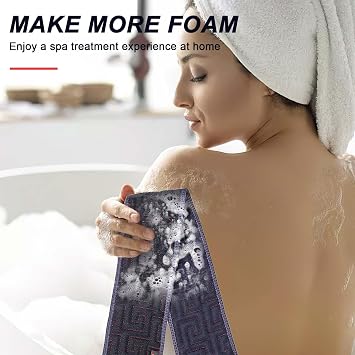 Exfoliating Back Scrubber for Shower, 37 Inches Back Washer with Handles, Exfoliating Washcloth Body Exfoliator Bath Tool to Scrub Your Body Deeply for Men & Women Exfoliation (Black)