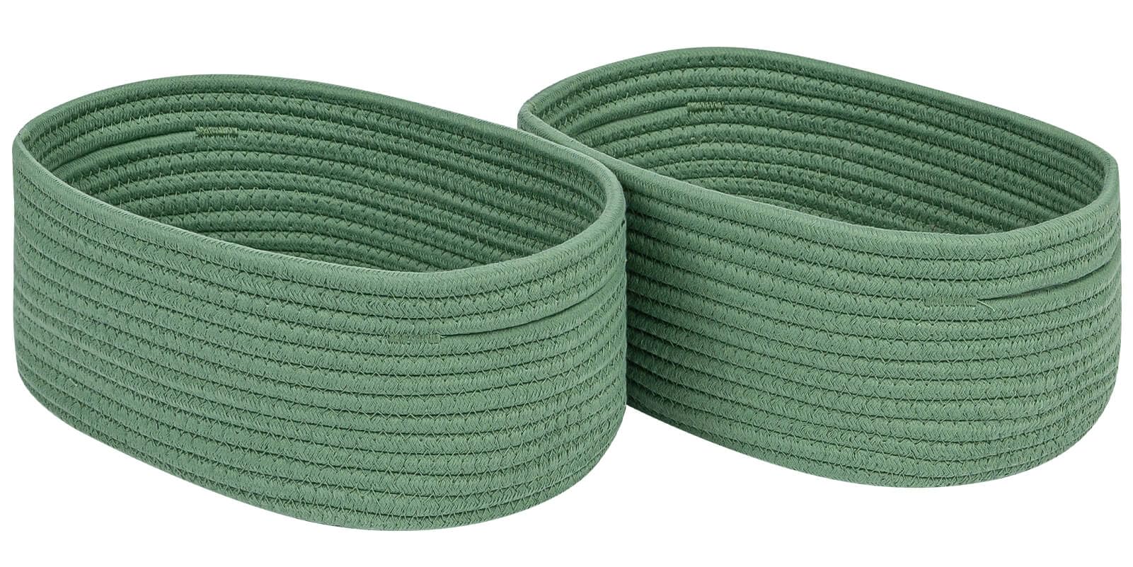 CubesLand Cube Shelf Closet Storage Baskets Bins Set 2,Woven Basket for Organizing/Storage,Long-lasting &Skin-friendly Toy Storage Basket Bin,Stylish Room Decor Basket,Cotton Rope Basket Green