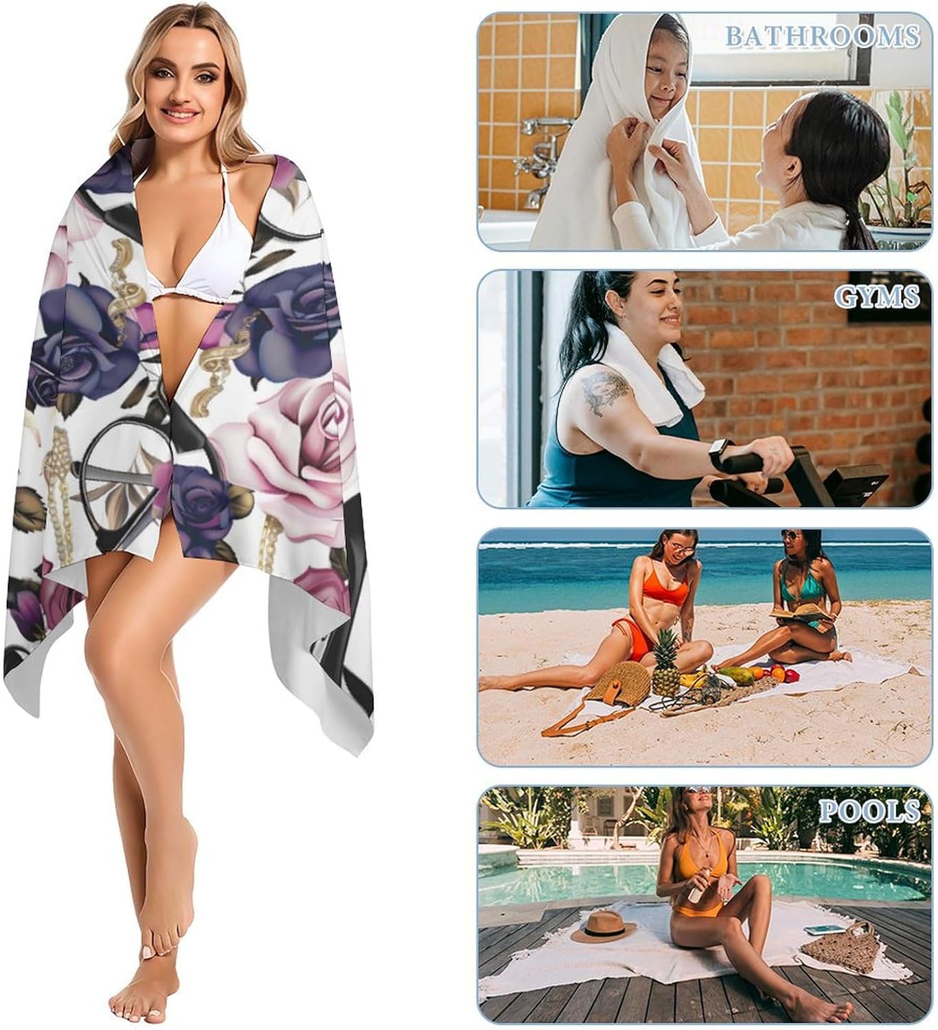 High Heels Print Bath Towel Beach Towels Quick Dry Oversized Bath Blanket Highly Absorbent Towel for Women Men 160x80cm