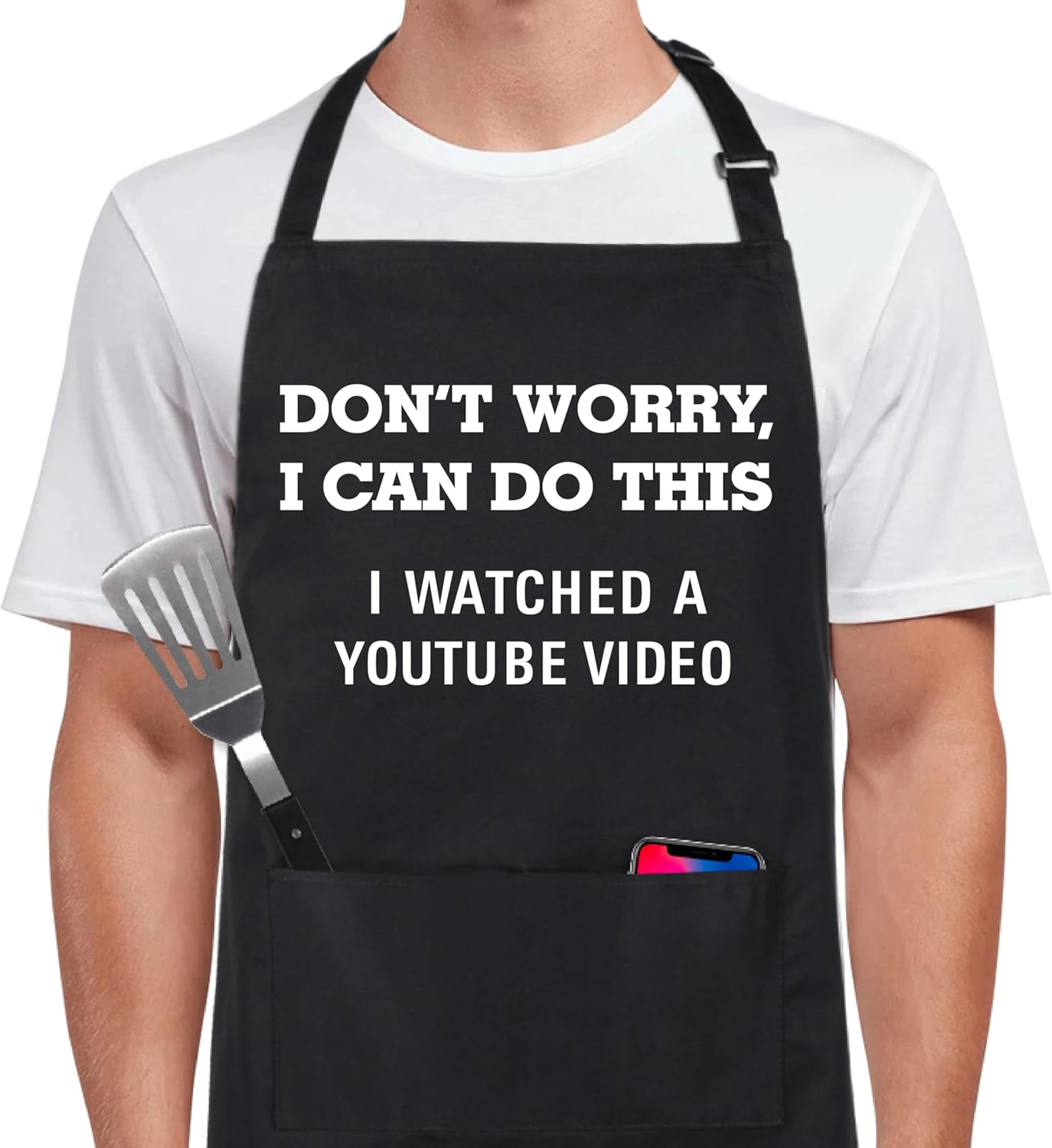 Xornis 100% Cotton Funny Apron for Men Women Adjustable Bib Aprons with 2 Pockets Grill Kitchen Cooking BBQ One Size Fits All - Amazon product rated Grade C