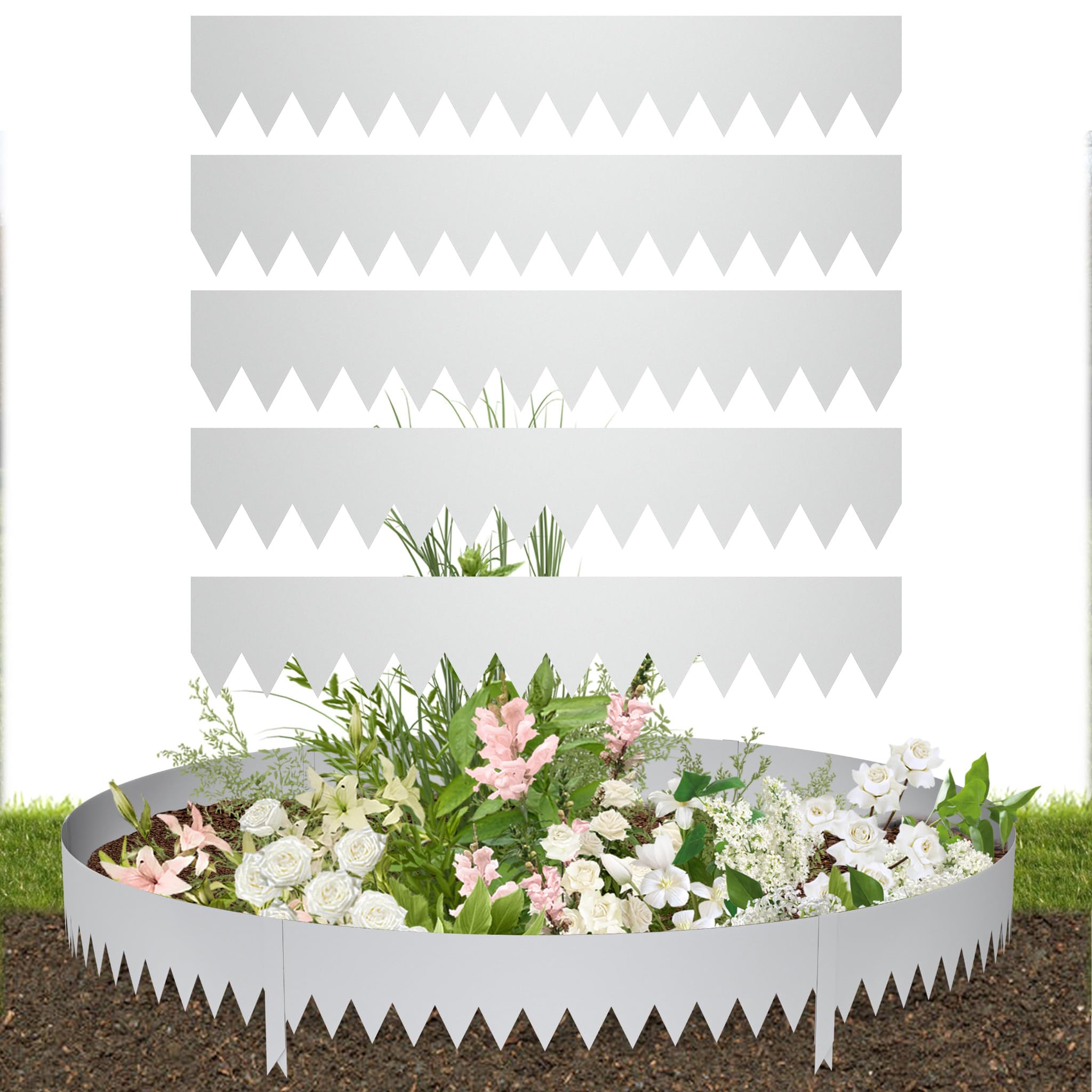 YRHome Bordure de pelouse en métal galvanisé de 10 m, 20 cm de haut, bord de bordure flexible, bordure de pelouse, résistante aux intempéries, inoxydable et avec clips, facile à monter, pour jardins
