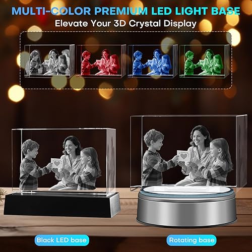 Miniatura 2 de Regalos de foto 3D de cristal personalizados con láser grabados en 3D, marcos de foto personalizados de cristal para aniversario, cumpleaños, boda,
