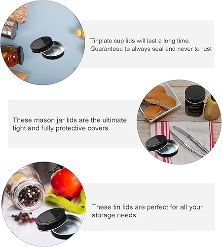 Miniatura 8 de DOITOOL 12 tapas de metal para frascos de boca regular, tapas de tarro negras para tarros Mason de 2.75 pulgadas, sin fugas, reutilizables, para