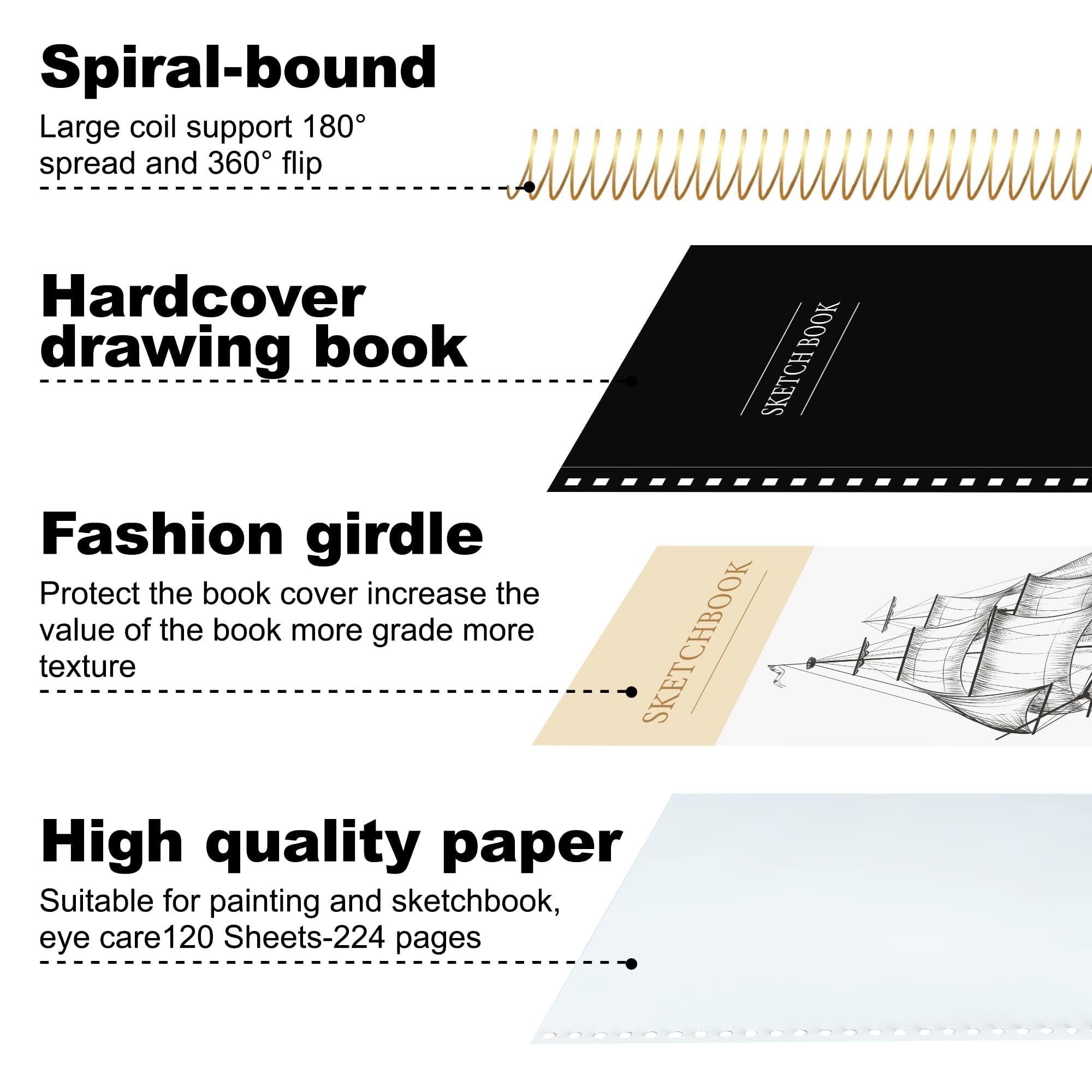 Yoment 9"x12" Hardcover Sketchbook - 120 Pages -4 Yoment 9"x12" Hardcover Sketchbook - 120 Pages -4
