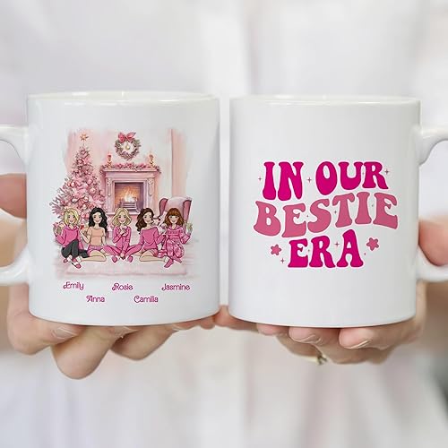 Miniatura 4 de Gossby Taza de café de Navidad personalizada para amigas, regalo de Navidad personalizado para 5 mujeres con diseño, nombre, regalo de amistad para