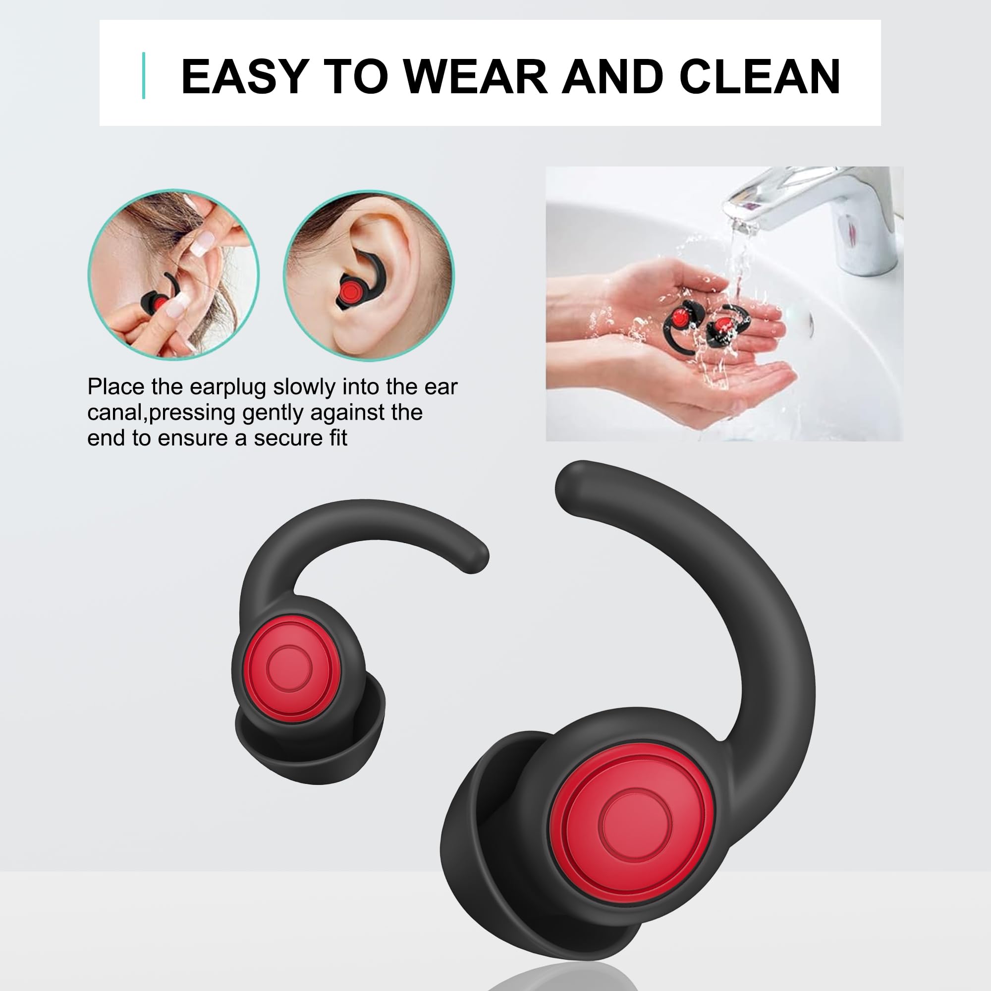 WUTAN Ear Plugs for Sleeping, 33dB Noise Reduction Silicone Reusable, 4 Pcs — Amazon image 7