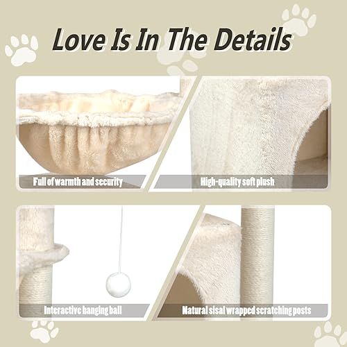 Miniatura 4 de Torre de árbol para gatos para interiores, plataforma para gatos de interior, casa de juegos de mascotas de varios niveles, torre de condominio para