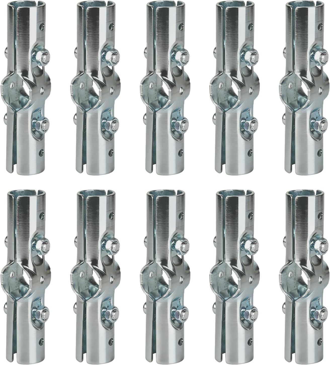 180 Degree Pipe Clamp Cross Connector Fittings for 1” EMT Round Tubing Metal Conduit, Carbon Steel, Electrogalvanized for Garden Shade Frames(10 Pack)