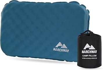 MARCHWAY Lightweight Compact Inflatable Camping Pillow with Soft Foam Top