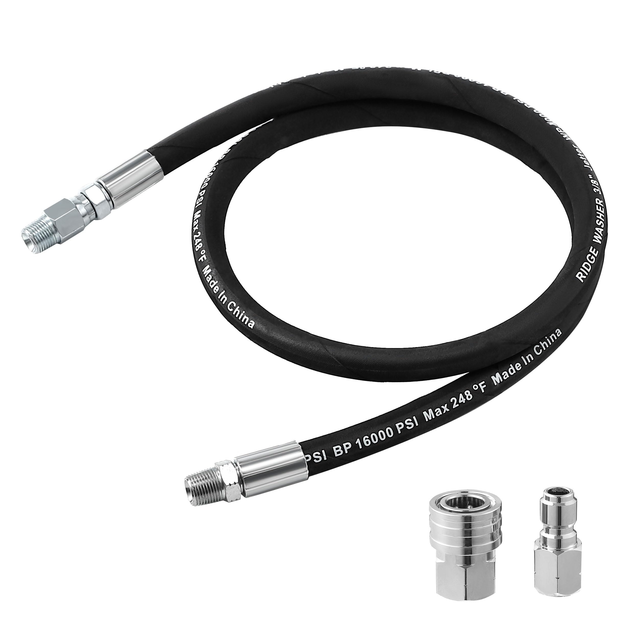 Ridge Washer Pressure Washer Swivel Hose, 3/8" Power Washer Jumper Hose, 4 FT, 4000 PSI