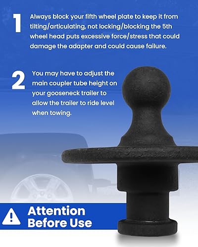 Miniatura 5 de Mepareri Adaptador de quinta rueda a cuello de cisne, adaptador de bola Kingpin a cuello de cisne para tractor o remolque, quinta rueda, 30,000