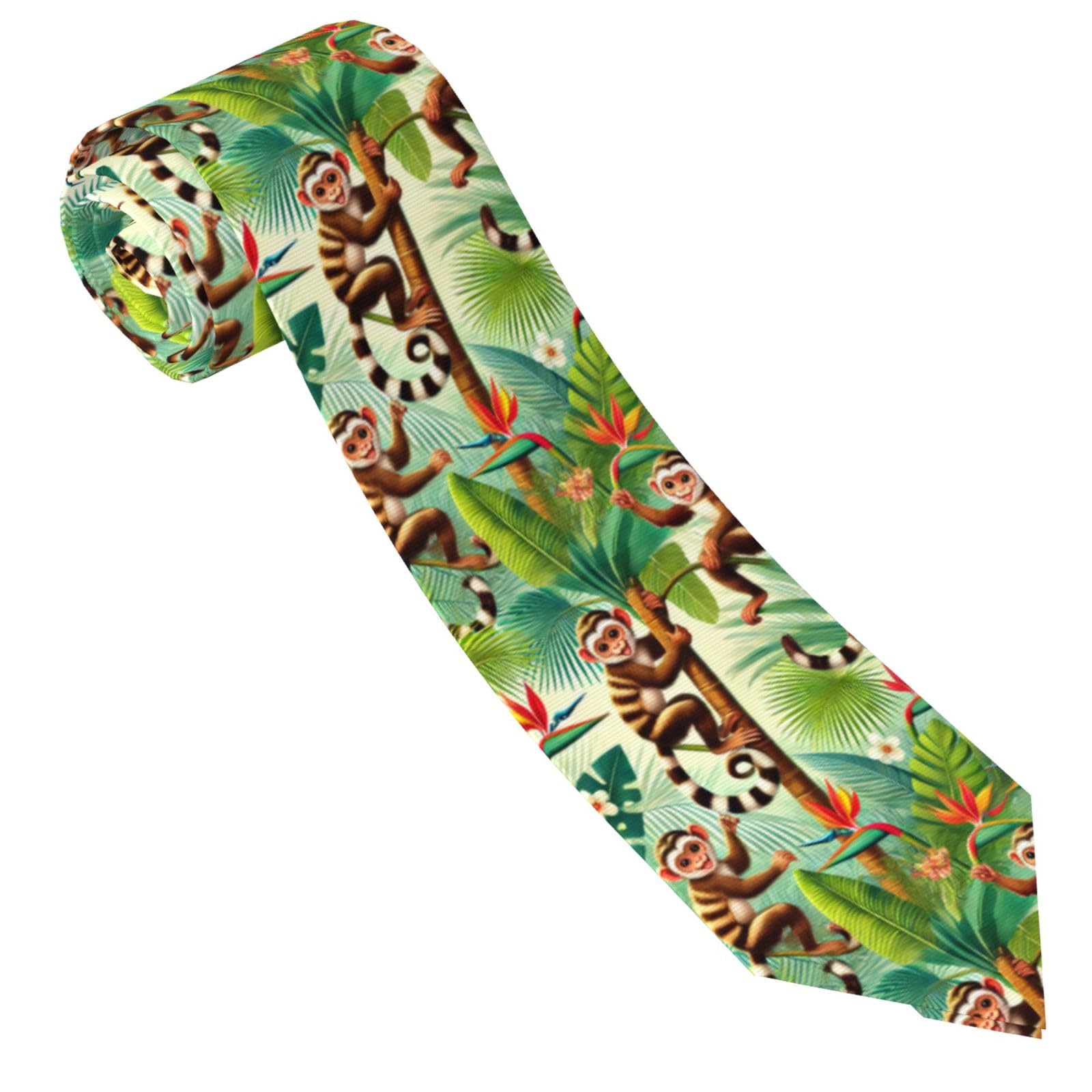 Anceky Unisex As Pic Mens Classic Necktie For Business,Formal,Wedding Tropical Monkeys Funny Animal Tie