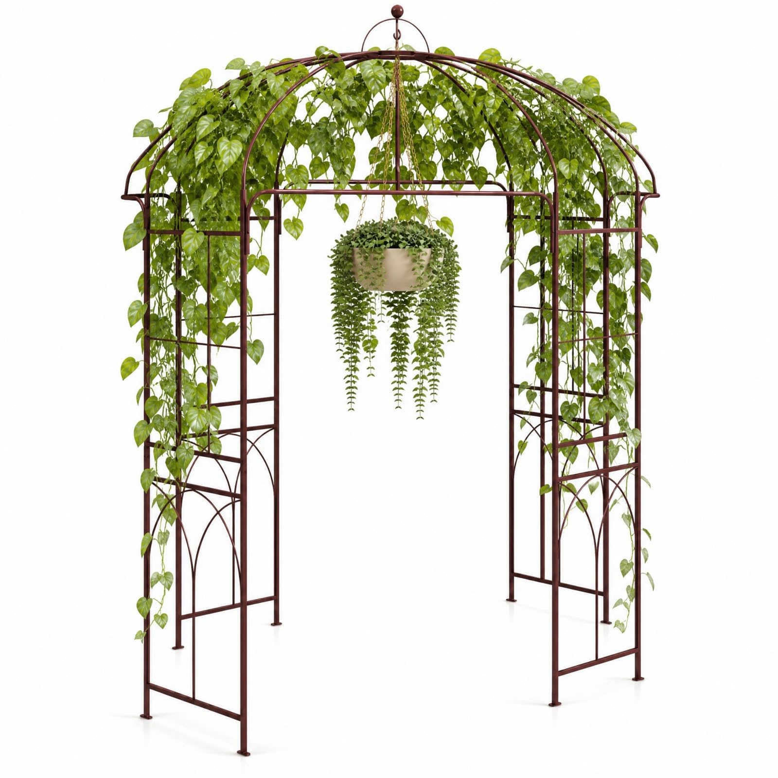 GYMAX Arco per Rampicanti, Pergolato da Giardino in Metallo