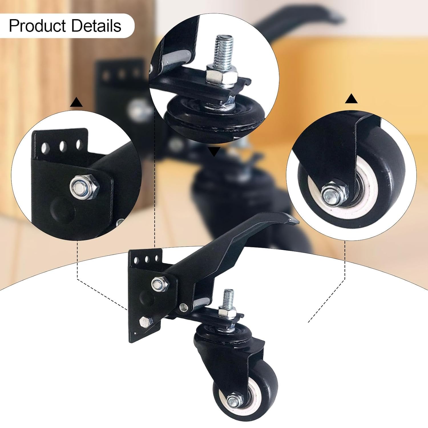 ワークベンチキャスター 格納式キャスターホイール 取り付け簡単 キャビネット機械用調整可能 昇降機能付き サイドマウント, 4個
