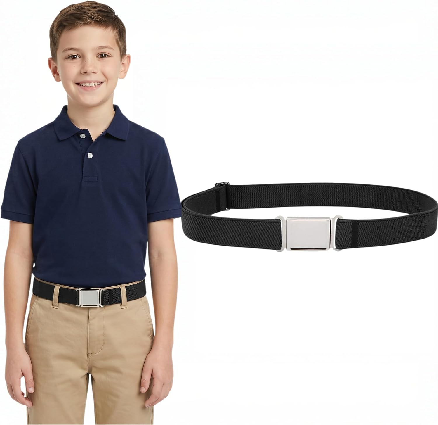 JASGOOD Kids Adjustable Magnetic Belt Boys Girls Elastic Belt with Easy Magnetic Buckle for Back to School Girls