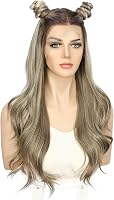 Sapphirewigs Barna Melírozott Paróka - 13x4 Csipke Előrész, Hullámos, 22 Hüvelyk, 150% Sűrűség, Előre Tépett, Szintetikus Haj 6