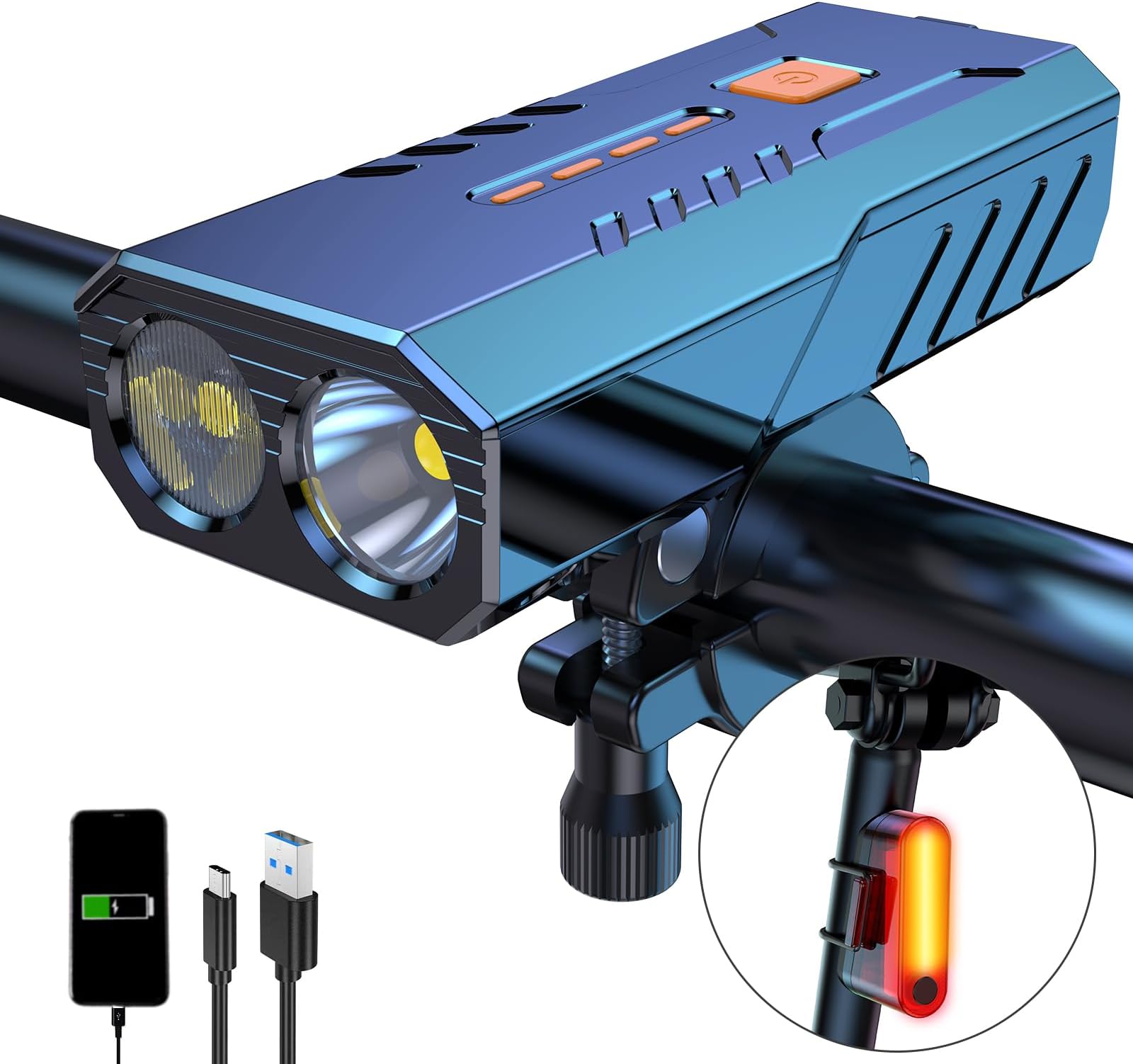 Bike Lights for Night Riding, Super Lumen 360 Rotatable 10000 Lumen Bike Headlight, 1200 Lumen Larger Wide Angle 3000 mAh Bicycle Lights Front and Rear