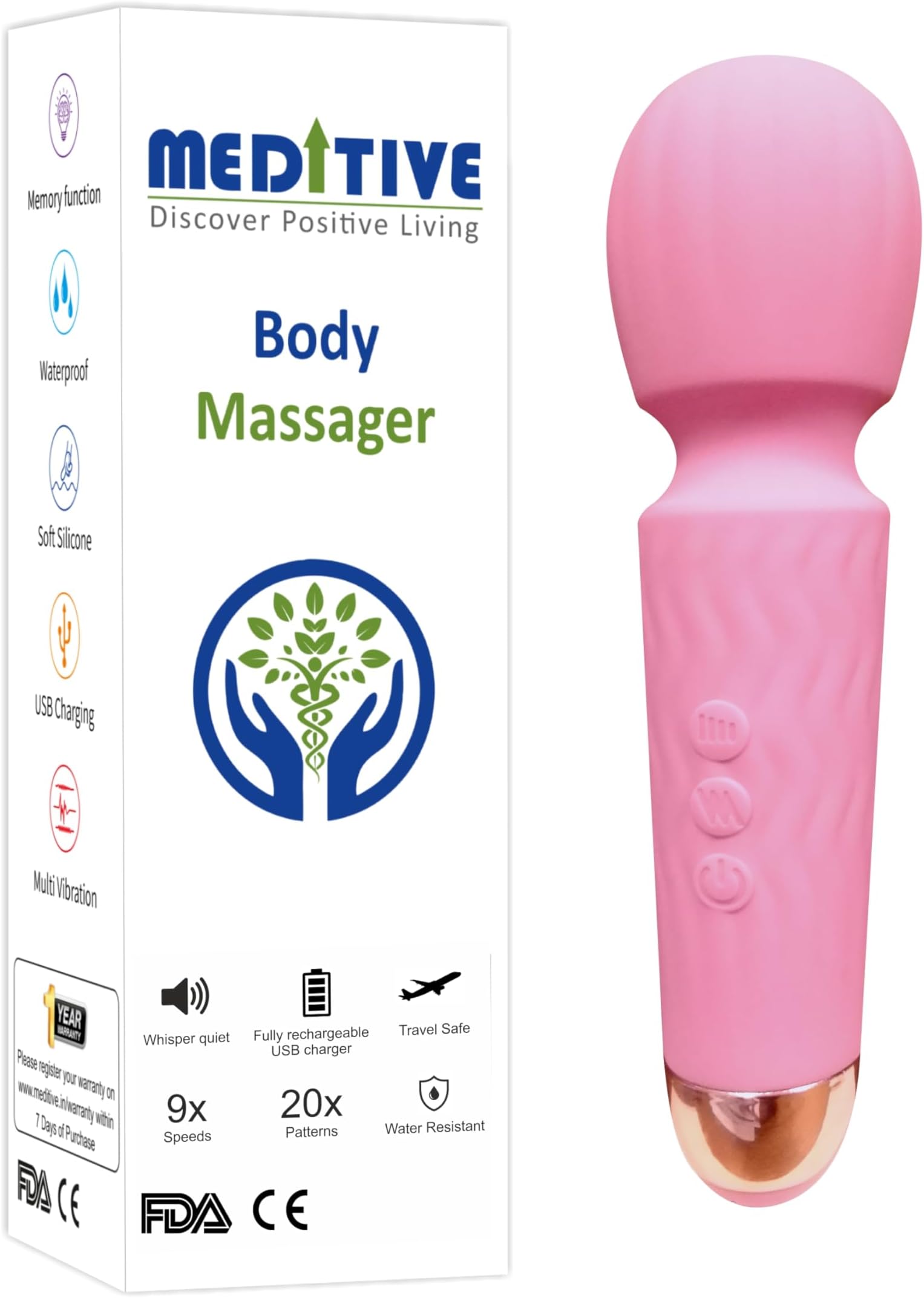 Body Massager for Full Body Pain Relief, Deep Tissue Massage Machine with Multiple Modes & Adjustable Speeds (Pink)