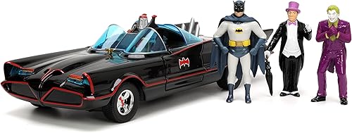 Jada 33737 - Auto clásico de 1966 con figuras de Batman fundidas a presión serie de TV de Batman 1966 Hollywood Rides Series 124