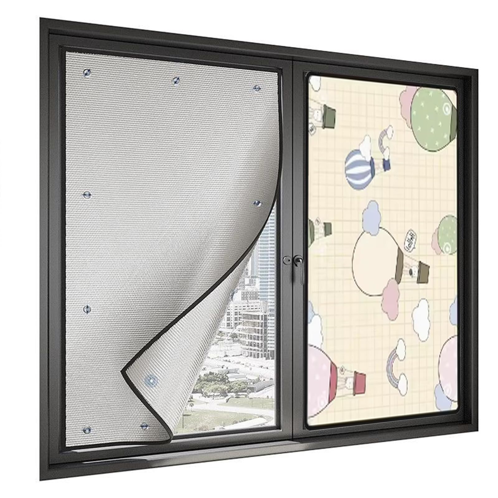 Blackout Film for Glass Windows, Aluminum Sun Protection Film, Window Heat Reflector, Removable Aluminium Foil Reflective Film,with Suction Cups,for Bedroom,Nursery (Color : Rabbit, Size : 140x100cm
