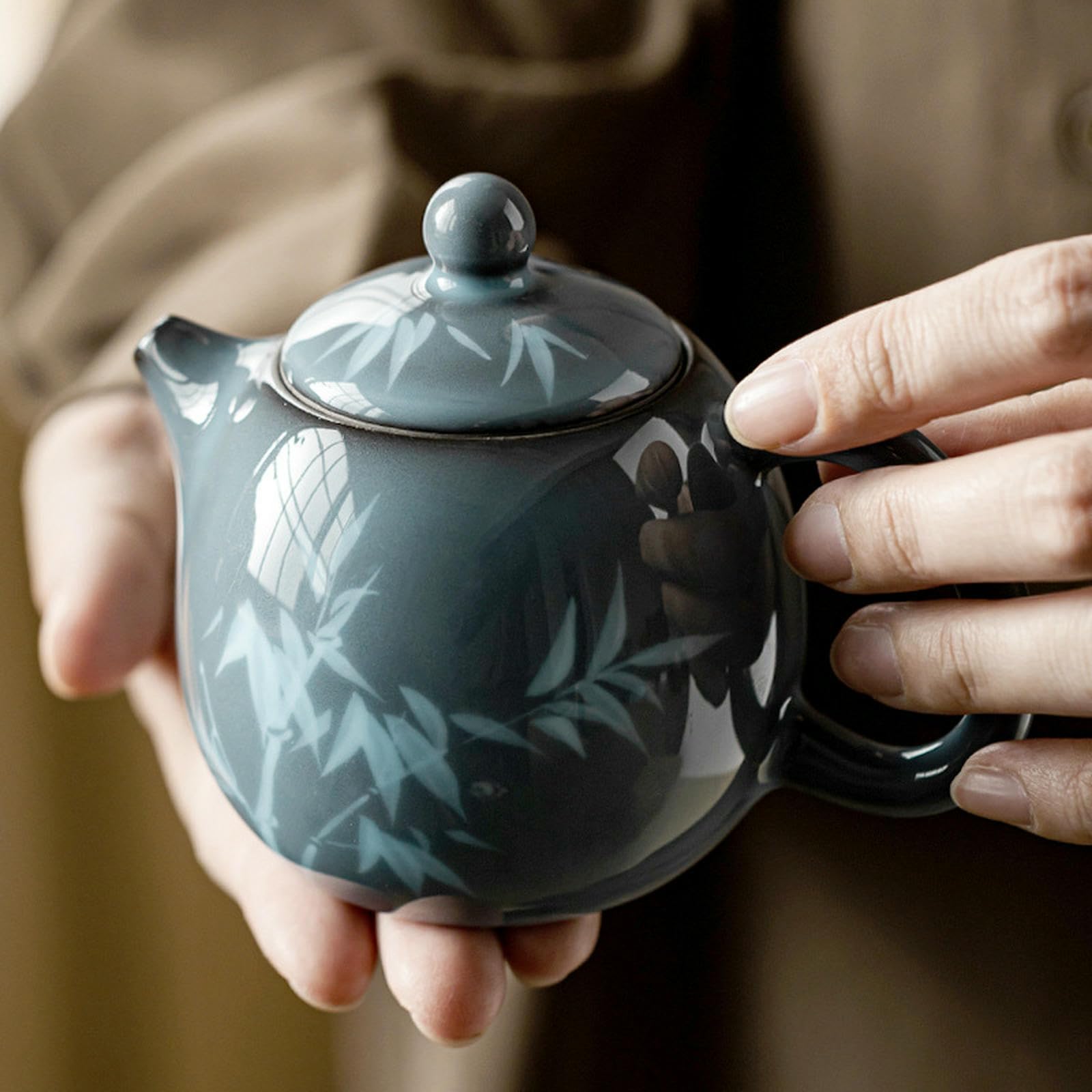 210 ml/7 uncji chiński czajniczek z porcelany, ręcznie malowany podszkliwnie, retro zestaw do herbaty Kung Fu - [Orchidea]