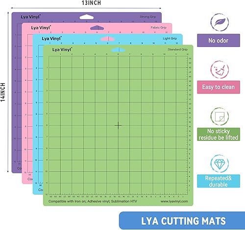 Miniatura 9 de Alfombrillas de corte para Cricut, Lya Vinyl - Paquete de 2 alfombrillas de corte variadas de 12 x 12 pulgadas para accesorios Cricut, MakerExplore