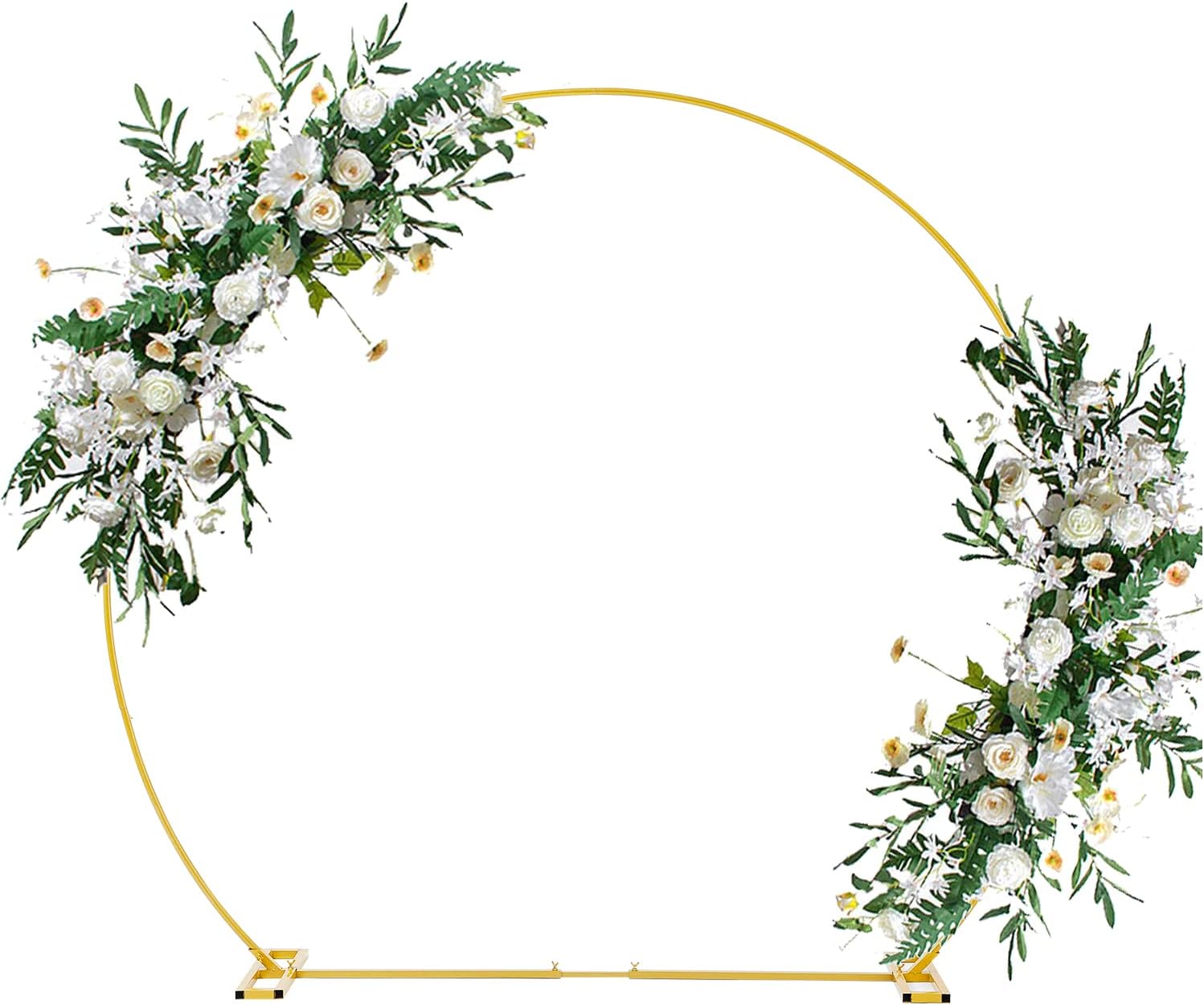 BOJOY 9.5ft Wedding Arch Balloon Arch Stand, Circle Backdrop Stand, Golden Metal Round Balloon Arch kit Decoration, for Birthday Party Decoration, Baby Shower Photo Background Decoration