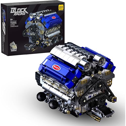 V8 Engine Model Kit That Runs, Motorized Engine Building Set for Adults, Working Visible Engine with Chain & Cylinder Linkage, STEM Mechanical Building Toy Gift for Car Enthusiasts