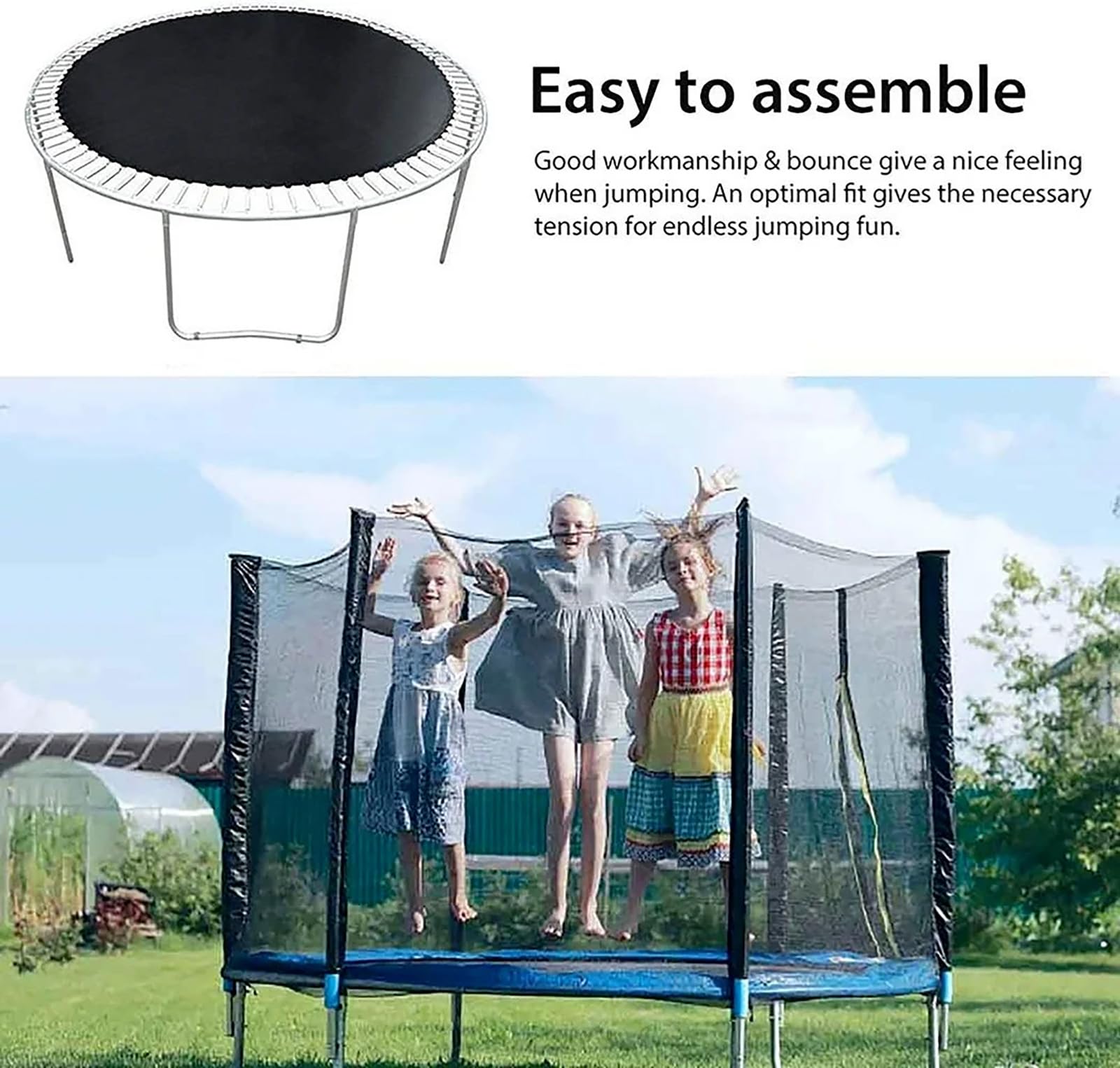 Zapasowa okrągła mata do trampoliny, odporna na rozdarcie tkanina Oxford, łatwa instalacja, antywibracyjne, skakanie, do gimnastyki i zabawy na świeżym powietrzu