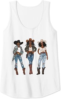 Womens Black African American Cowgirl Western Country Texas Rodeo Tank Top