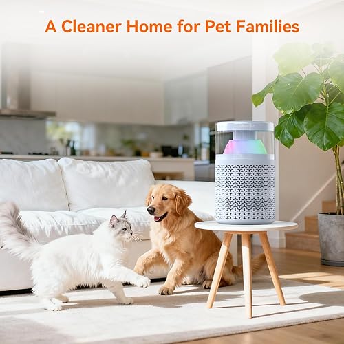Miniatura 3 de AIRROMI Purificador de aire para mascotas para el hogar y el dormitorio, filtro de carbón activado HEPA, elimina la caspa y el olor de las mascotas,